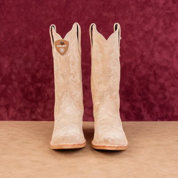 Ariat Women Hazen Taupe Suede Western Cowboy Party Festival Boots sz 8 - Picture 3 of 10